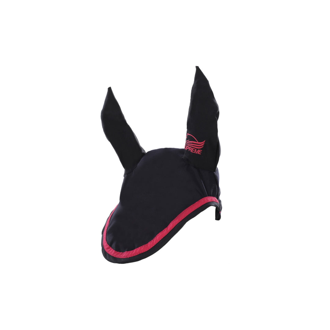 Cotton pony bonnet with contrast piping NAVY/FUCSIA