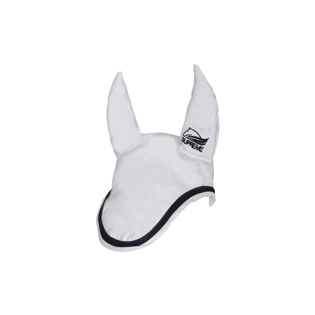 Cotton pony bonnet with contrast piping WHITE/NAVY