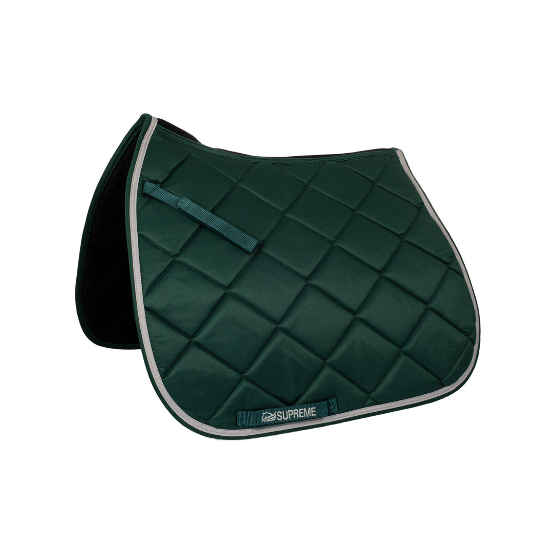 Quilted dressage saddle pad HUNTER GREEN/LIGHT GREY