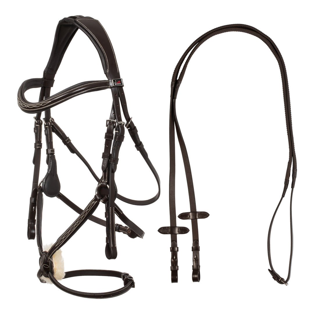 Mexican bridle with anatomical and curved nos DARK BROWN