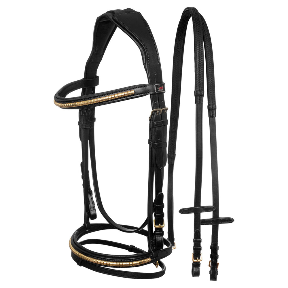 ENGLISH BRIDLE WITH CLINCHER AND RUBBER REINS BLACK