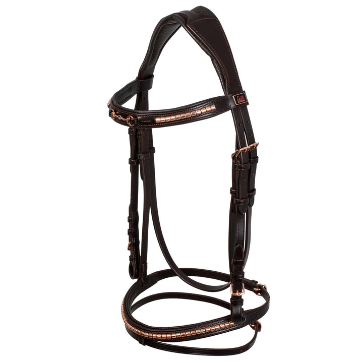 ENGLISH BRIDLE WITH ROSE GOLD BIT DECORATION BROWN