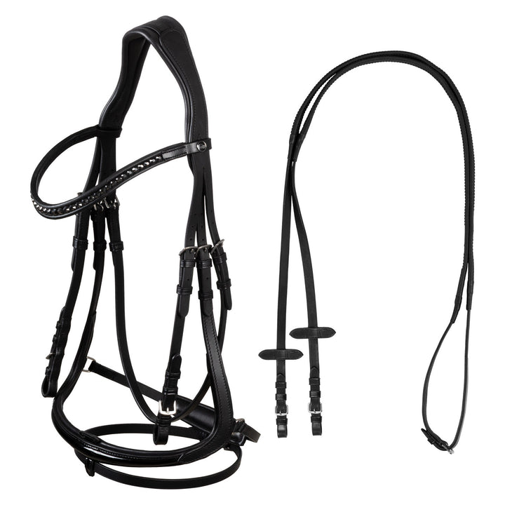 HEMELITE MODEL DRESSAGE BRIDLE WITH RUBBER REINS