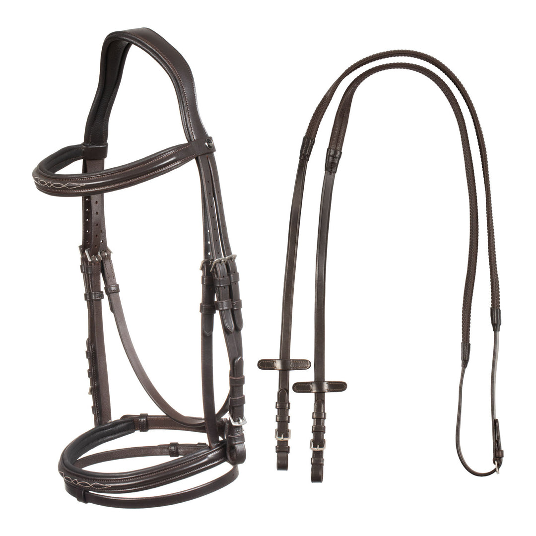 Raised bridle with decorative embroidery BLACK