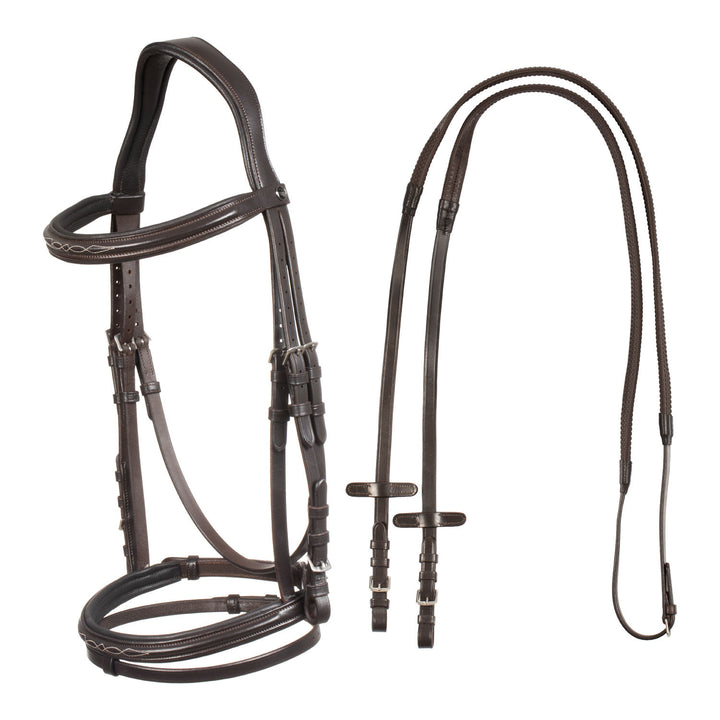 Raised bridle with decorative embroidery BLACK