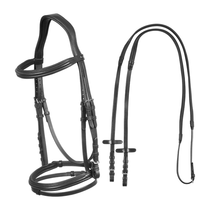 Square Raised Bridle Leather-Sioux BLACK