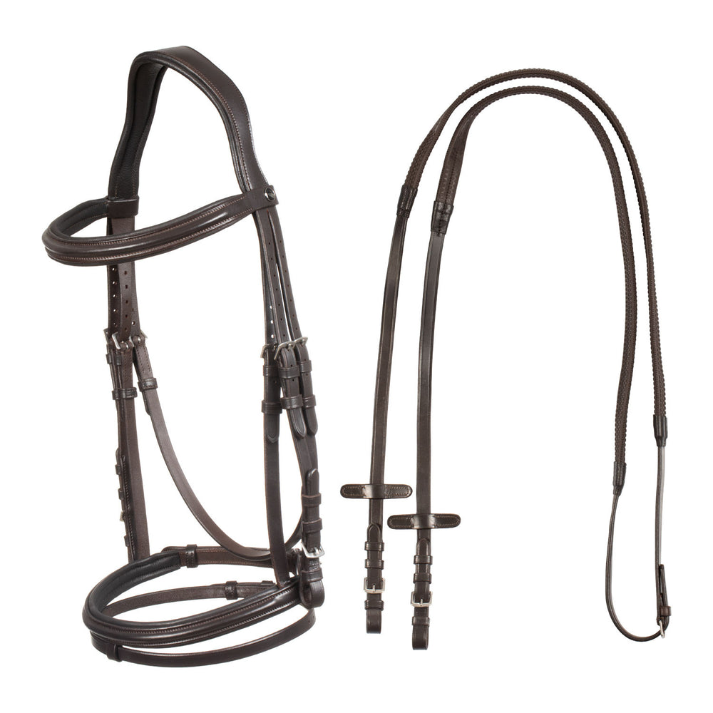 Square Raised Bridle Leather-Sioux DARK BROWN