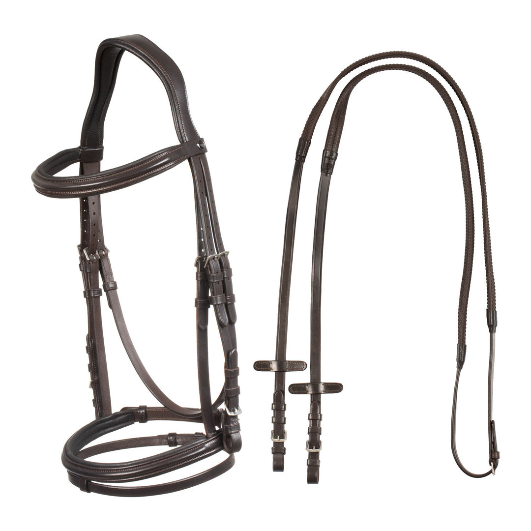 Square Raised Bridle Leather-Sioux DARK BROWN