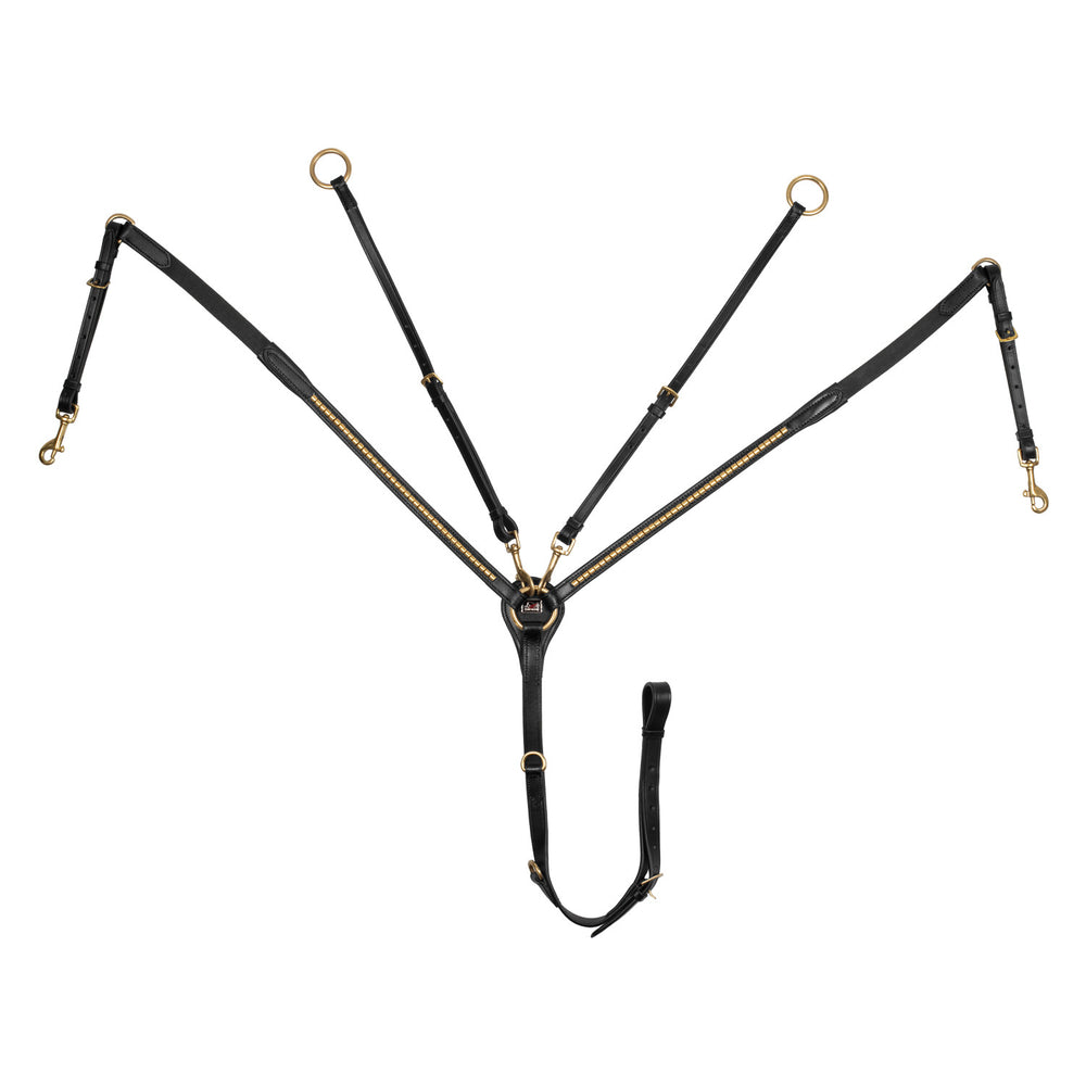 LEATHER FORK BREASTPLATE WITH GOLD CLINCHER BLACK