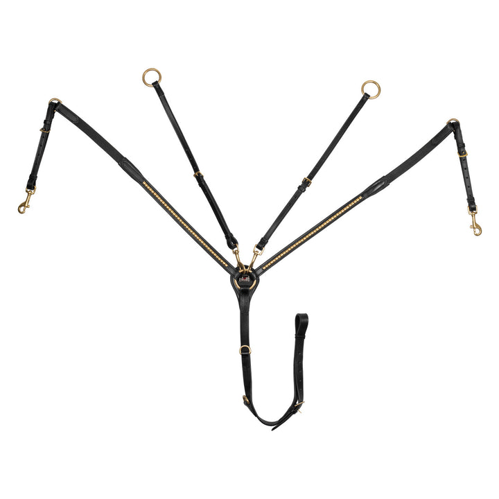 LEATHER FORK BREASTPLATE WITH GOLD CLINCHER BLACK