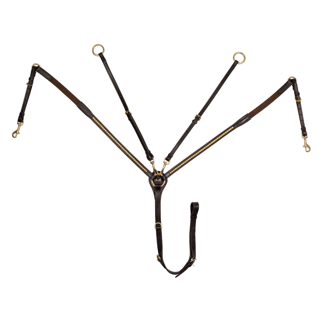 LEATHER FORK BREASTPLATE WITH GOLD CLINCHER BROWN