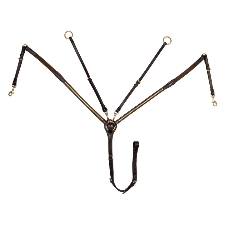 LEATHER FORK BREASTPLATE WITH GOLD CLINCHER BROWN