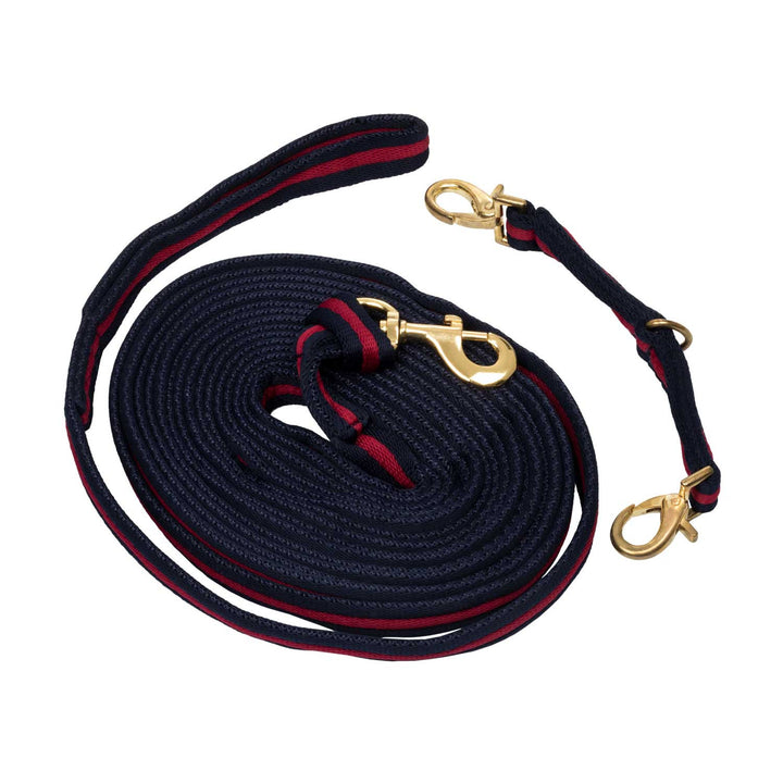 PADDED NYLON LUNGE REIN WITH  ATTACHMENT TO H NAVY/BURGUNDY