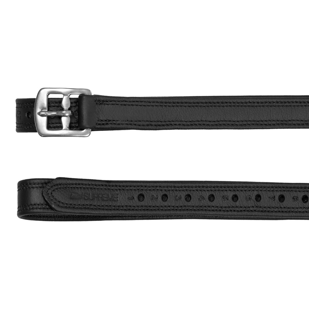 BUFF SOFTY COVERED STIRRUP LEATHER WITH NYLON BLACK