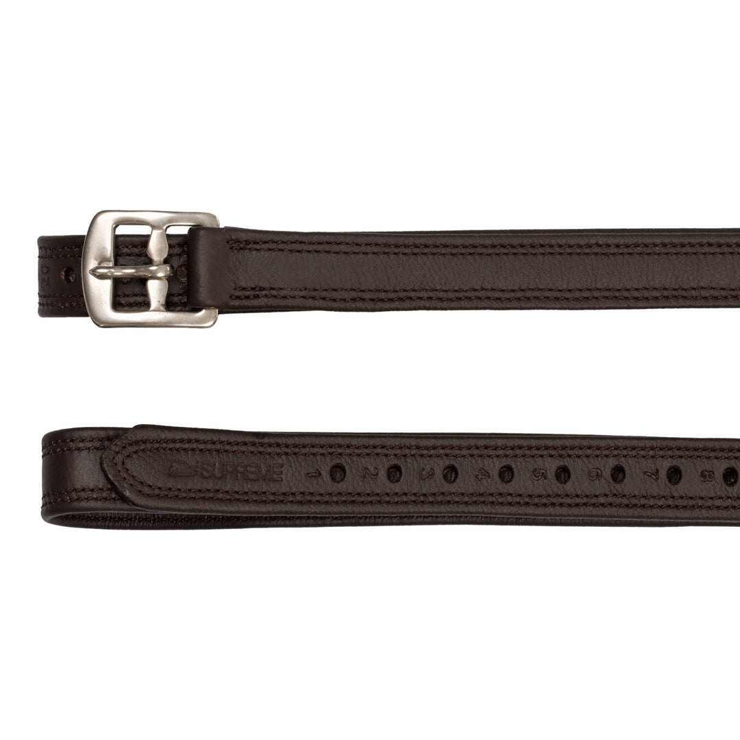 BUFF SOFTY COVERED STIRRUP LEATHER WITH NYLON DARK BROWN