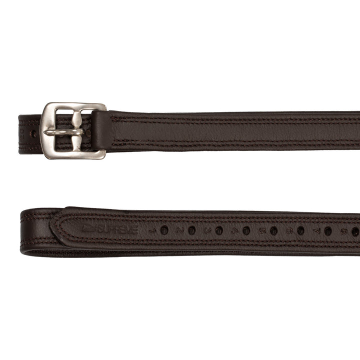 BUFF SOFTY COVERED STIRRUP LEATHER WITH NYLON DARK BROWN