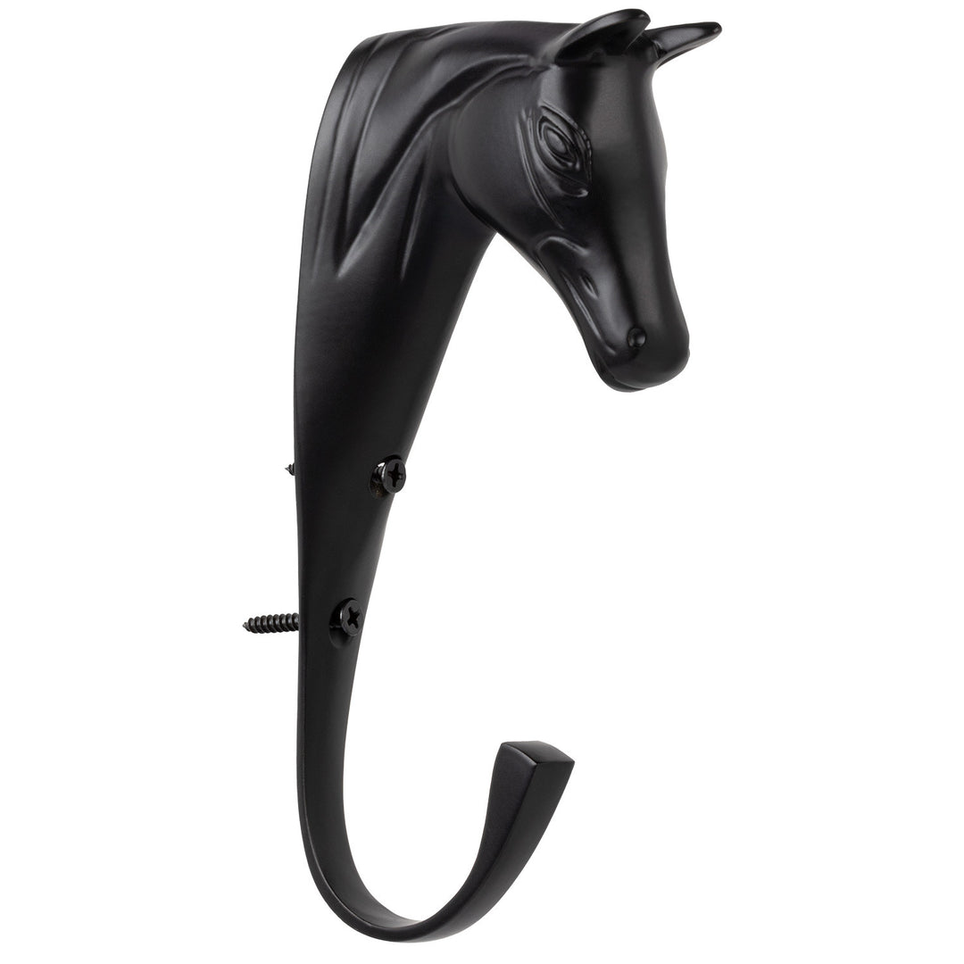 Solid Brass Horse Head Hook BLACK