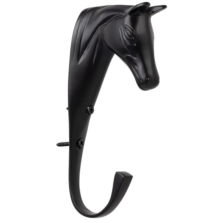 Solid Brass Horse Head Hook BLACK