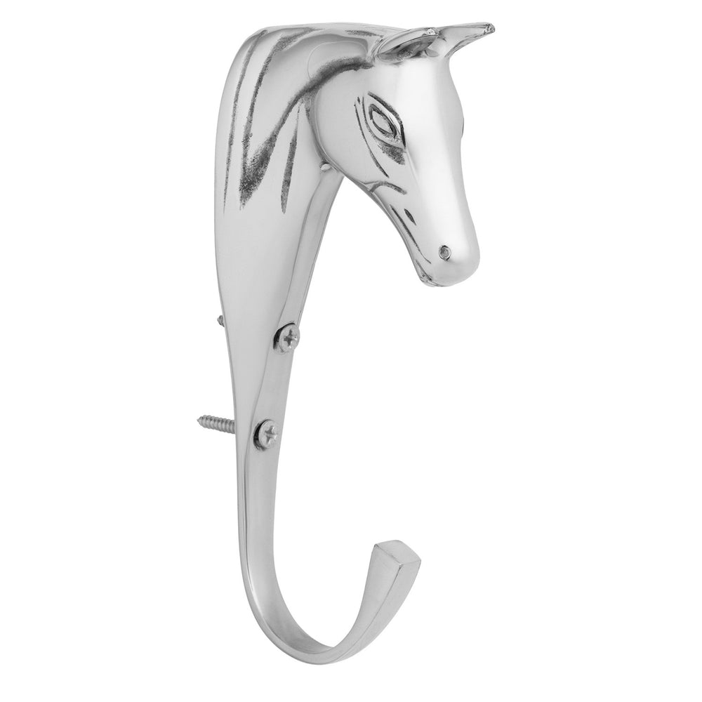Solid Brass Horse Head Hook SILVER