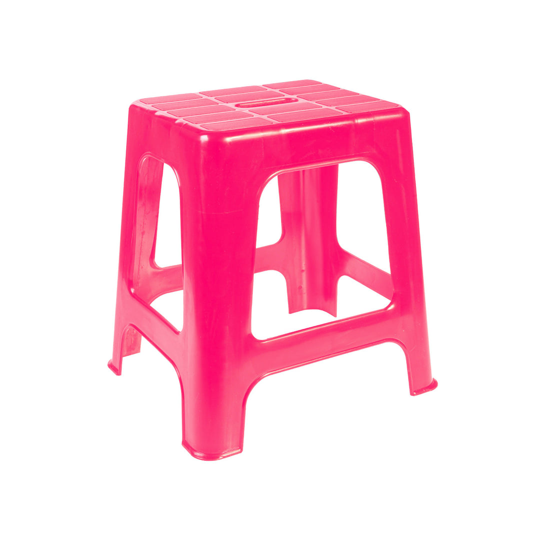 V-PLAST BLACK-HOT PINK PLASTIC STOOL HOT PINK