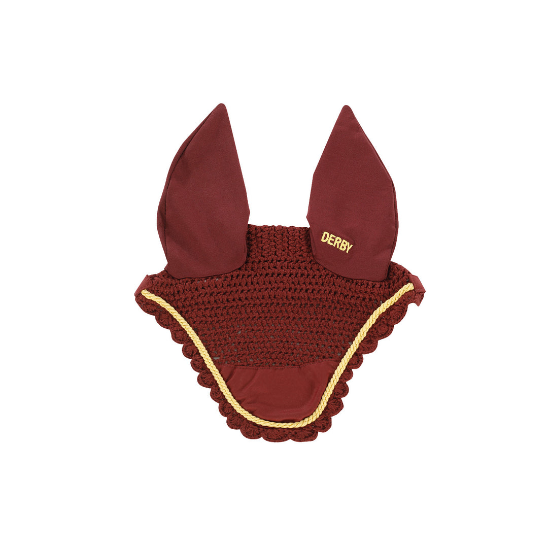 DERBY COTTON PONY FLY VEIL BURGUNDY/GOLD/BURGUNDY