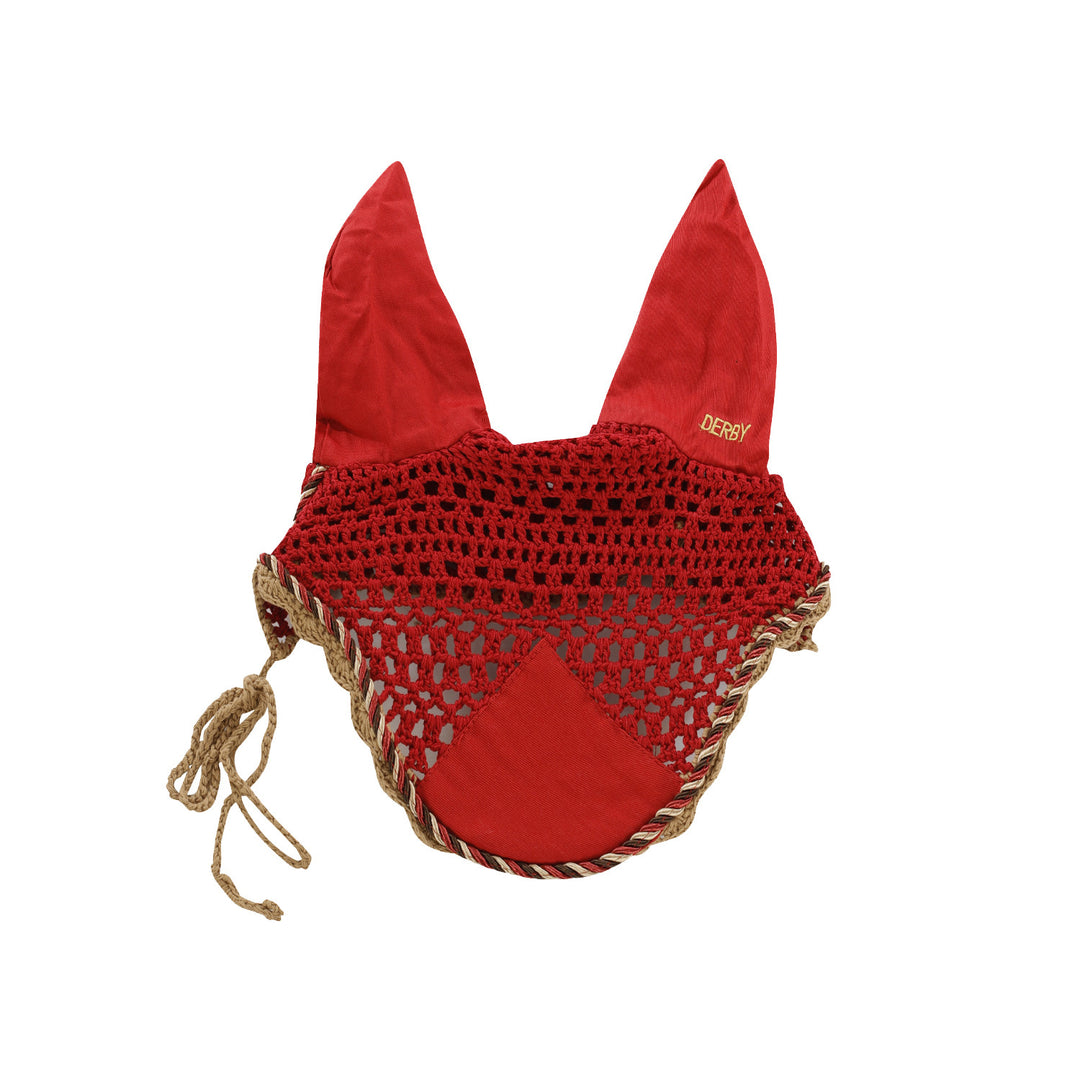 DERBY COTTON PONY FLY VEIL DARK RED/MULTI/BEIGE