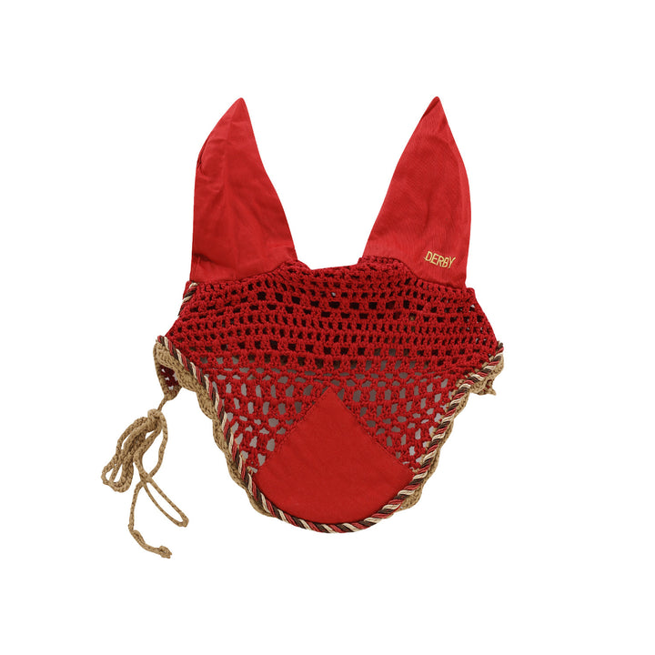 DERBY COTTON PONY FLY VEIL DARK RED/MULTI/BEIGE