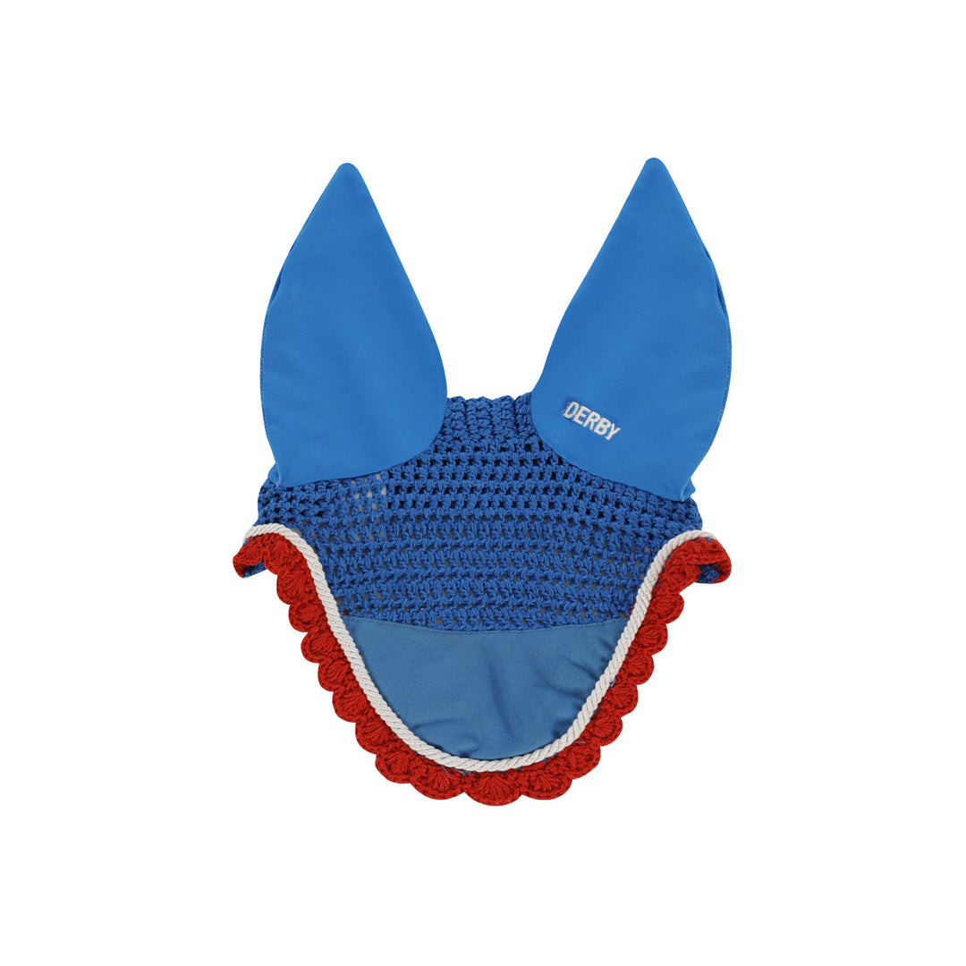 DERBY COTTON PONY FLY VEIL ROYAL/WHITE/RED