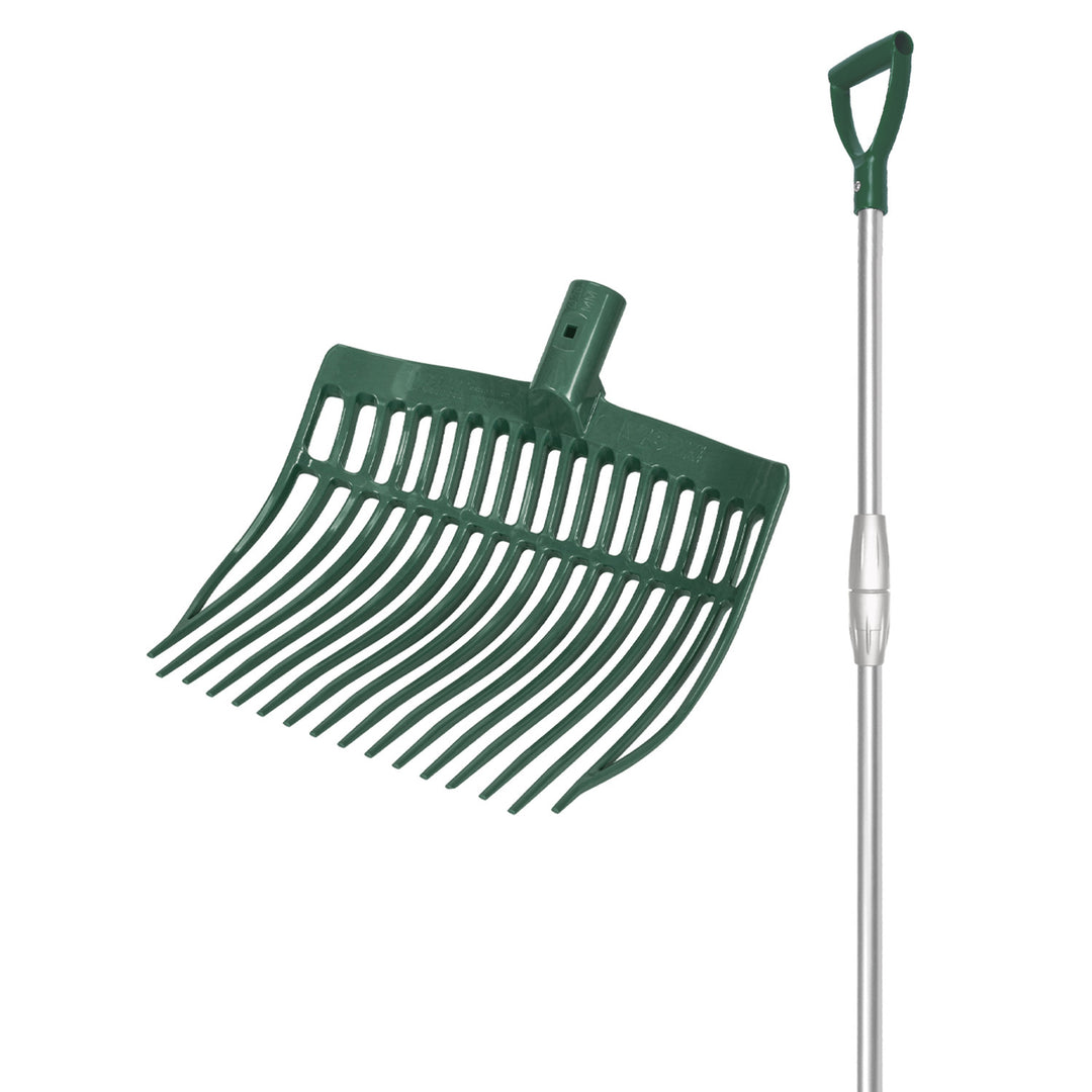 ROUNDED FORK WITH TELESCOPIC ALUMINUM HANDLE GREEN