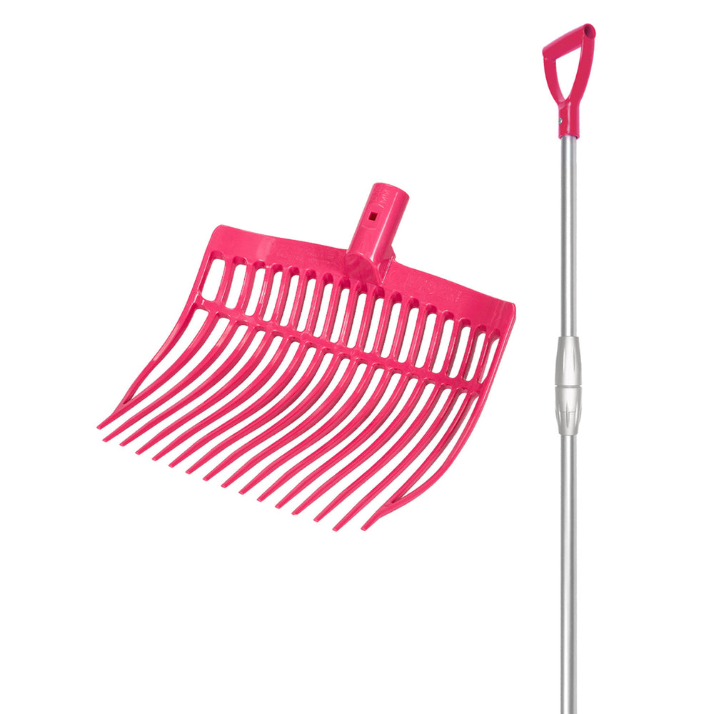 ROUNDED FORK WITH TELESCOPIC ALUMINUM HANDLE HOT PINK