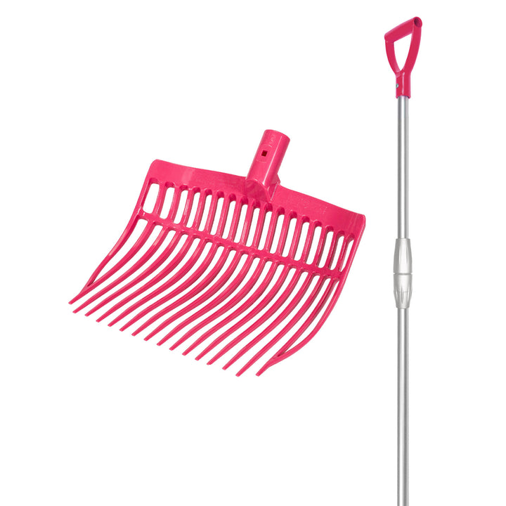 ROUNDED FORK WITH TELESCOPIC ALUMINUM HANDLE HOT PINK