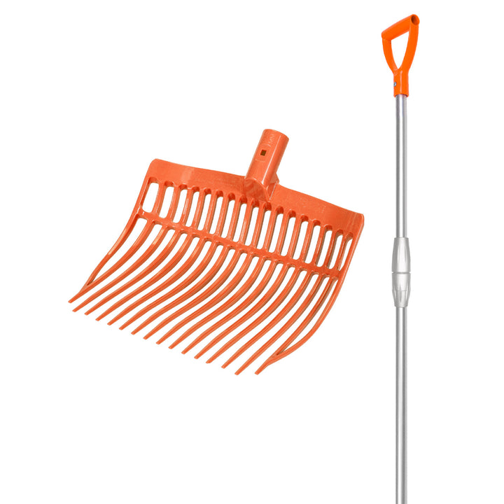 ROUNDED FORK WITH TELESCOPIC ALUMINUM HANDLE ORANGE