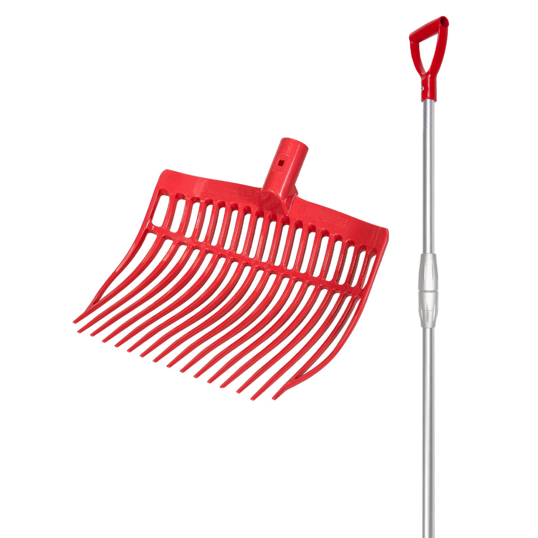 ROUNDED FORK WITH TELESCOPIC ALUMINUM HANDLE RED
