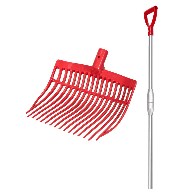 ROUNDED FORK WITH TELESCOPIC ALUMINUM HANDLE RED